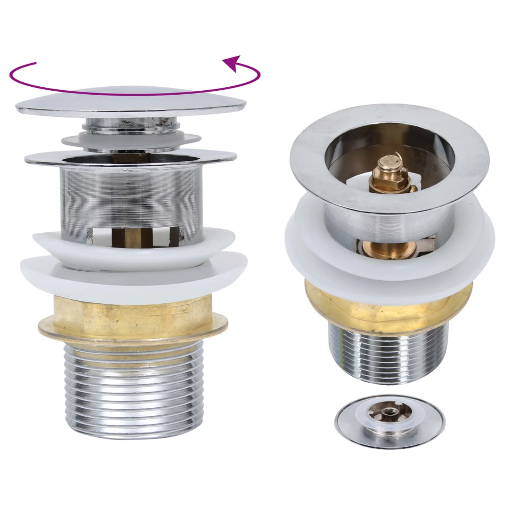 vidaXL Ablaufgarnitur mit Überlauf Chrom 6,4x6,4x9,1 cm