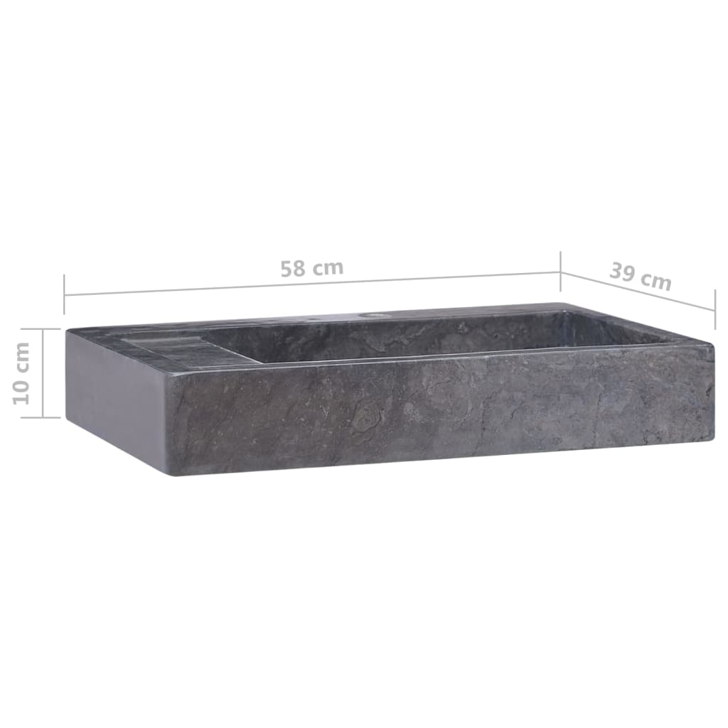 vidaXL Waschbecken Schwarz 58x39x10 cm Marmor