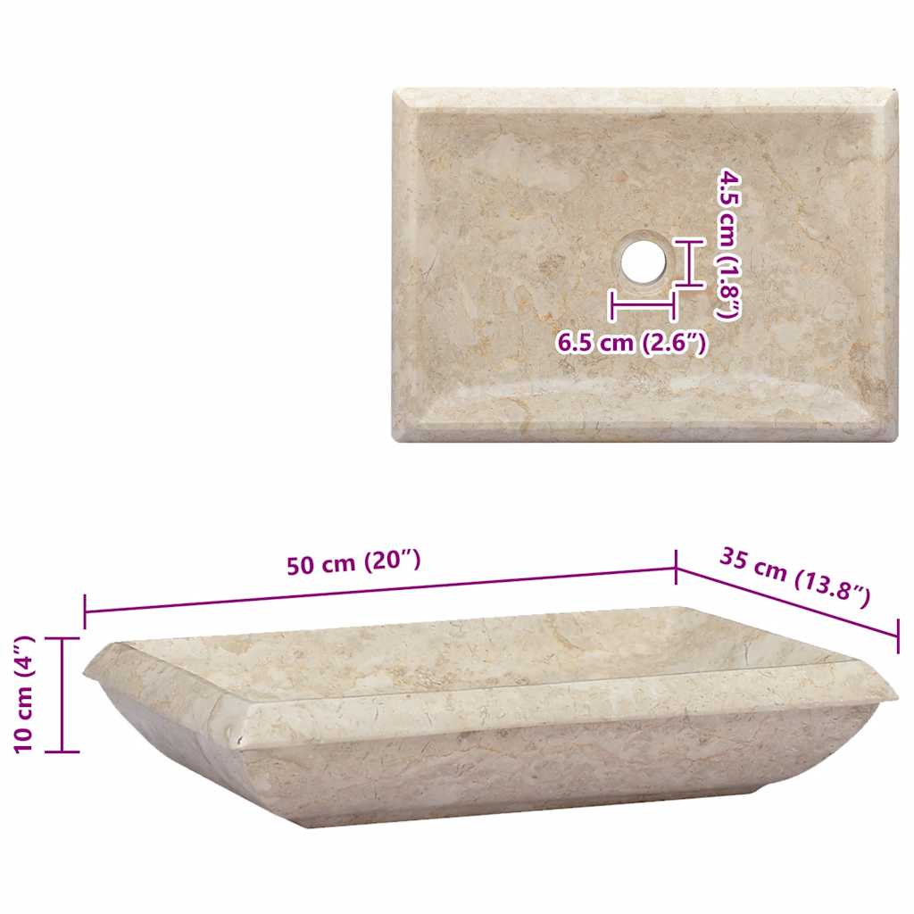 vidaXL Waschbecken Creme 50x35x10 cm Marmor