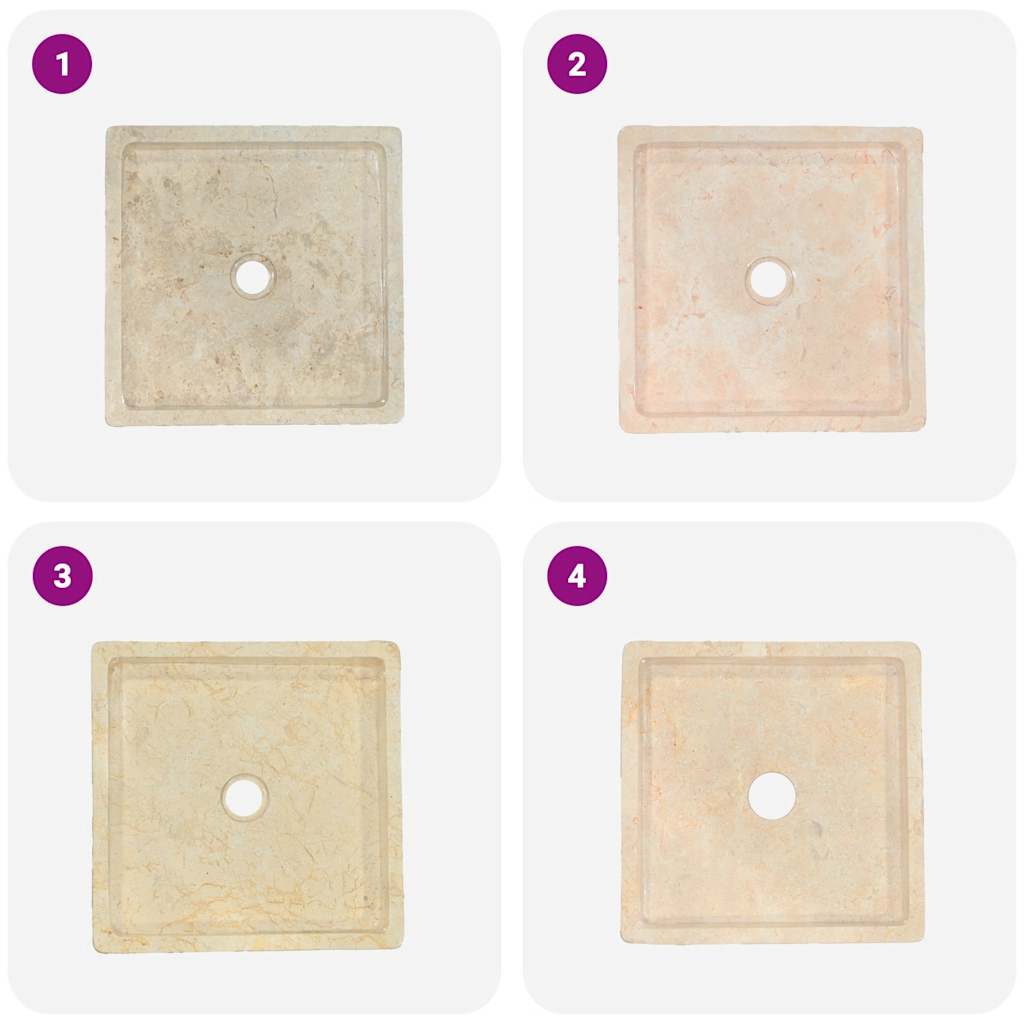 vidaXL Waschbecken Creme 40x40x10 cm Marmor