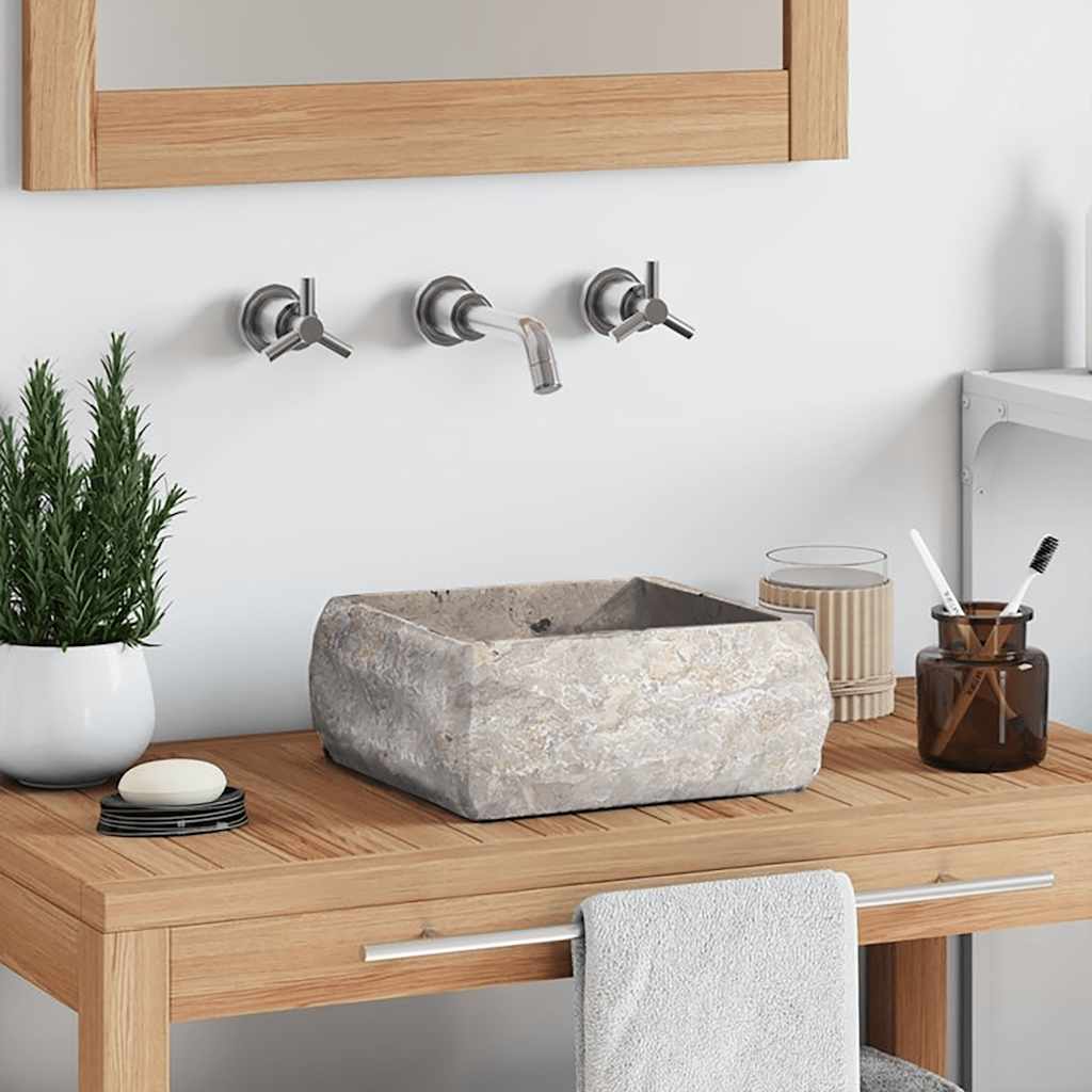 vidaXL Waschbecken Creme 30x30x13 cm Marmor