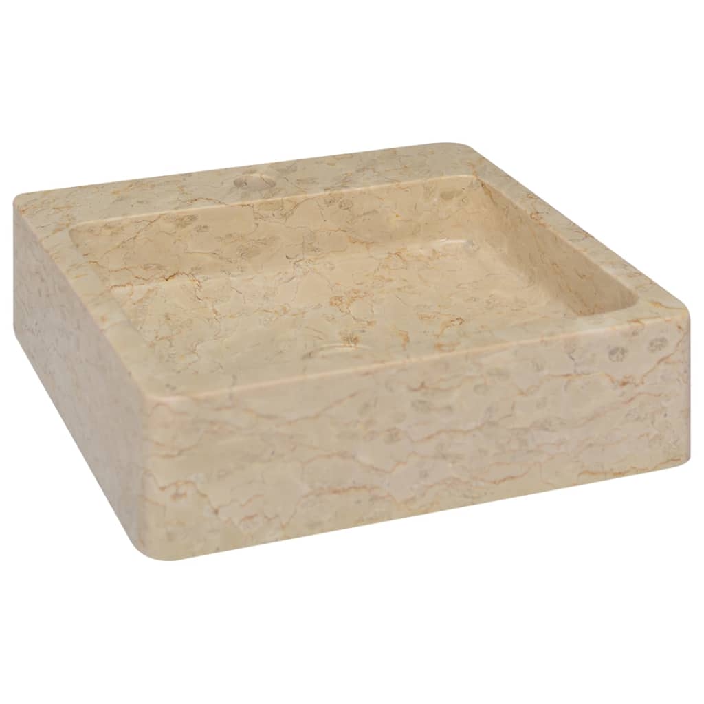 vidaXL Waschbecken Creme 40x40x12 cm Marmor