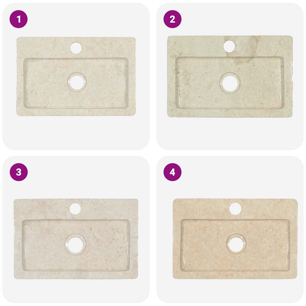 vidaXL Wandwaschbecken Creme 38x24x6,5 cm Marmor