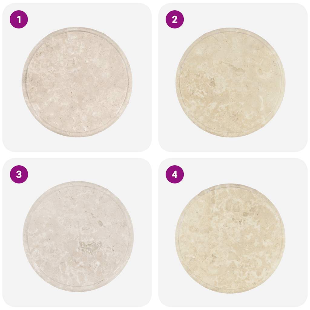 vidaXL Tischplatte Creme Ø40x2,5 cm Marmor