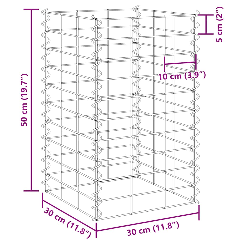 vidaXL Gabionen-Hochbeete 3 Stk. 30x30x50 cm Eisen
