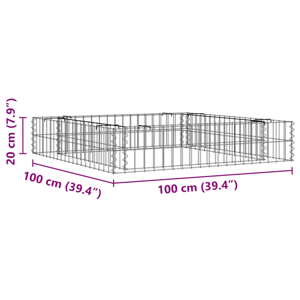 vidaXL Gabionen-Hochbeet Verzinkter Stahl 100x100x20 cm
