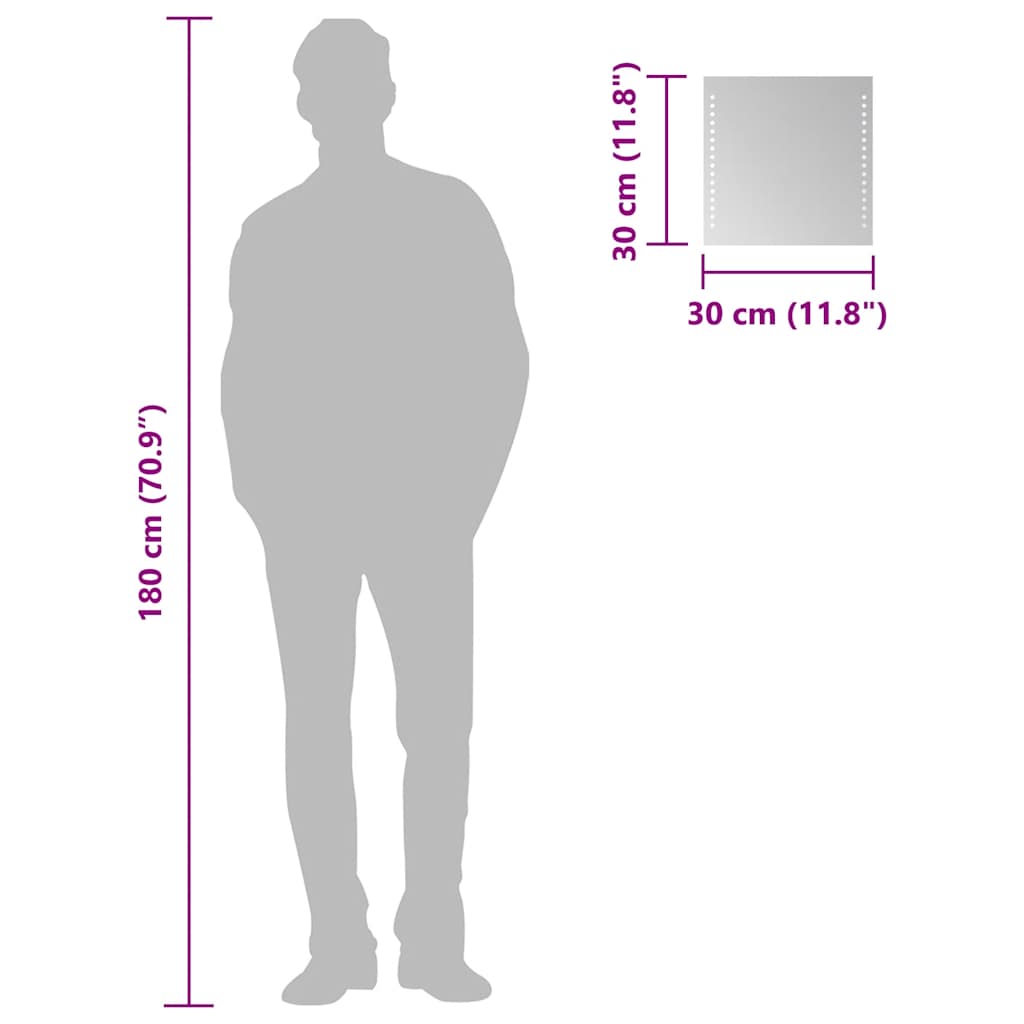 vidaXL LED-Badspiegel 30x30 cm