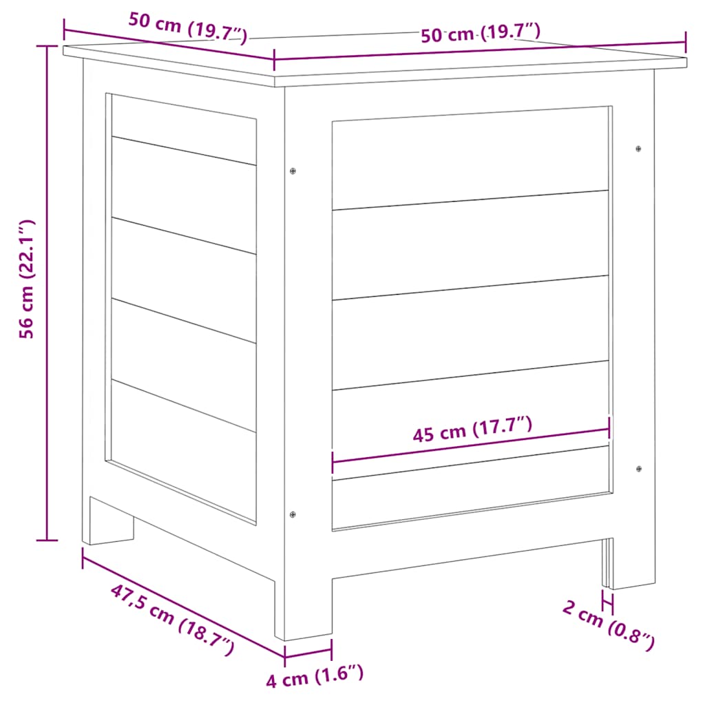 vidaXL Outdoor-Kissenbox 50x50x56 cm Massivholz Tanne