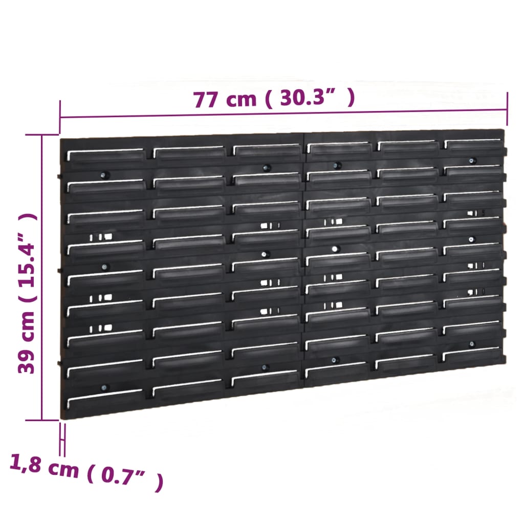 vidaXL 30-tlg Stapelboxen-Wandregal Rot & Schwarz 77x39cm Polypropylen