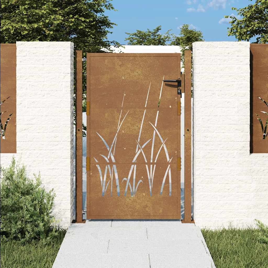 Gartentor 100x75 cm Cortenstahl Gras-Design