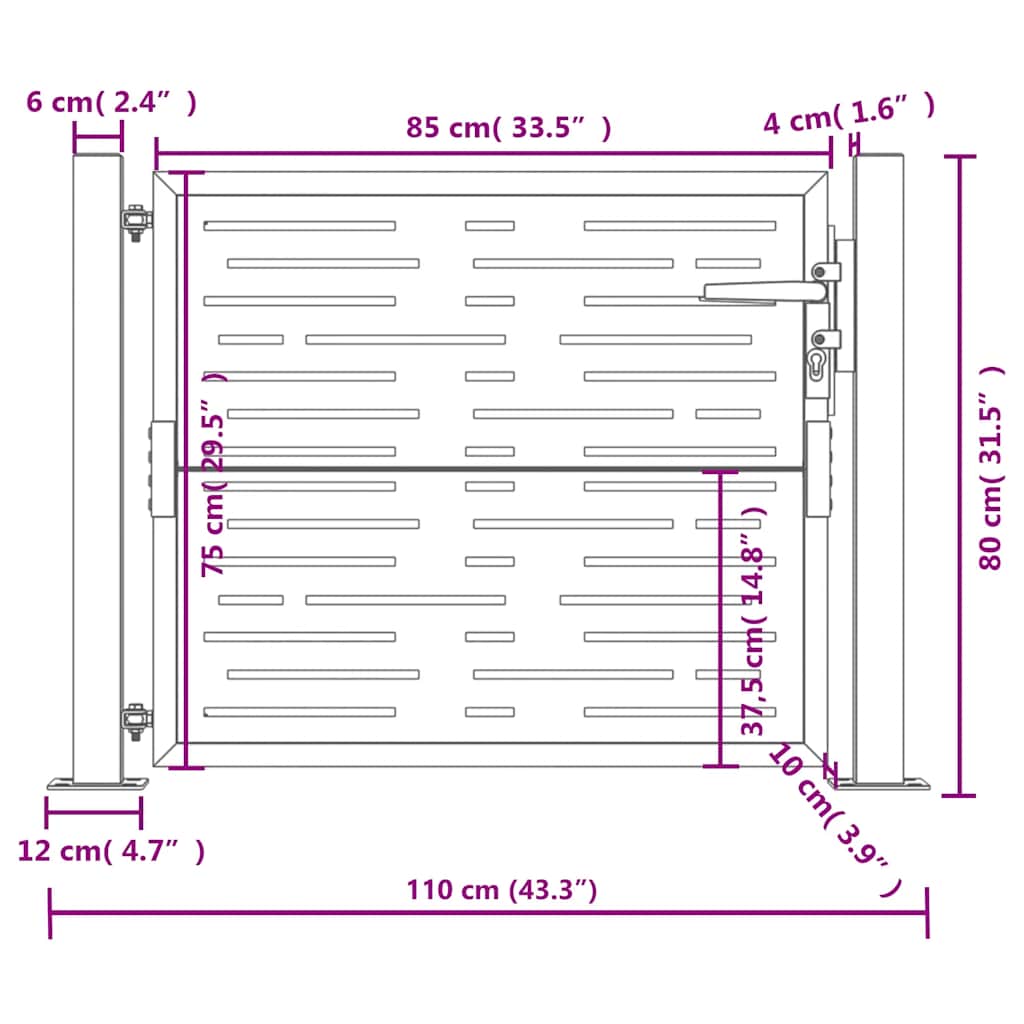 vidaXL Gartentor Anthrazit 100x75 cm Stahl Quadratisches Design