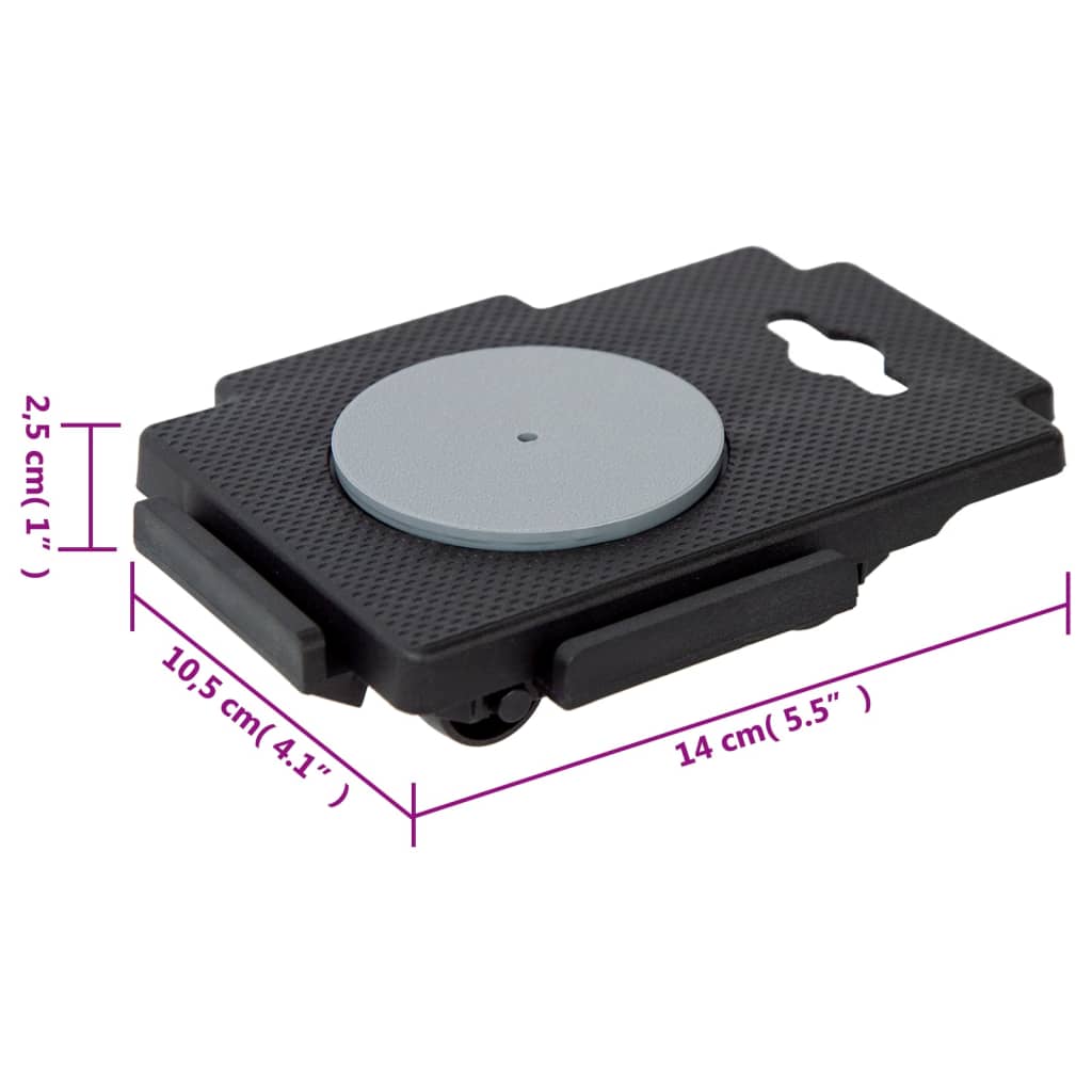 vidaXL Transportroller mit 8 Rollen 4 Stk. Schwarz Polypropylen 150 kg