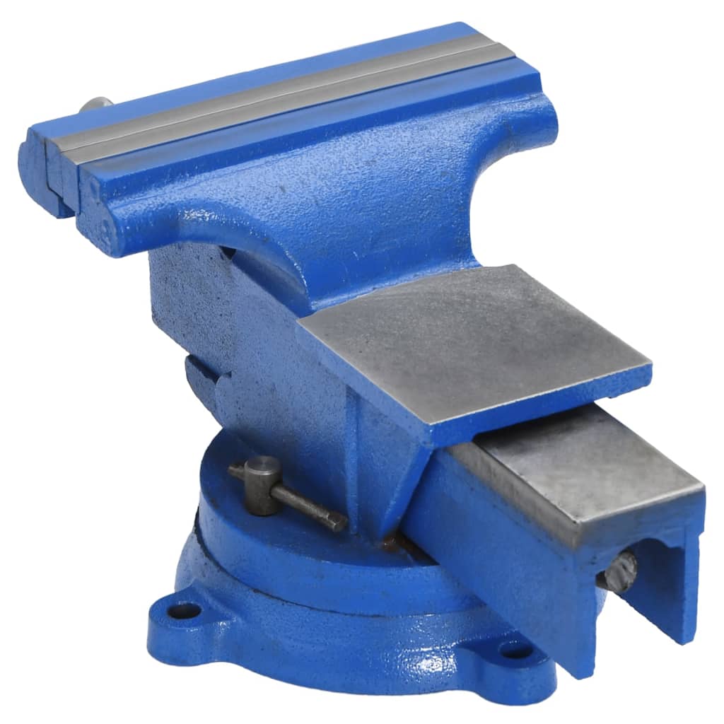 vidaXL Schraubstock Blau 100 mm Gusseisen