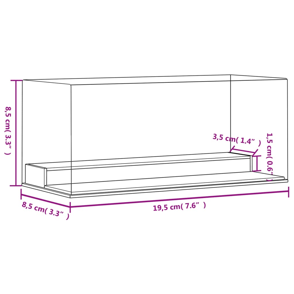 vidaXL Vitrine Transparent 19,5x8,5x8,5 cm Acryl