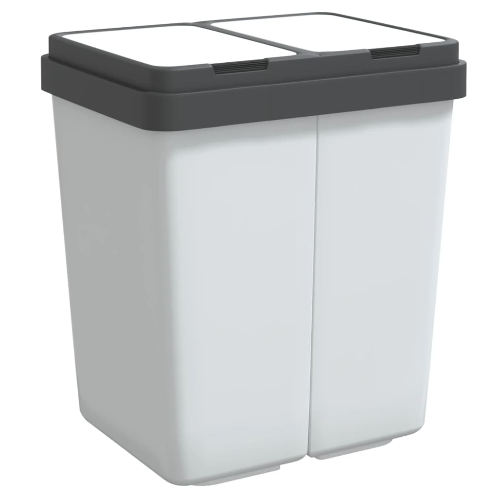 vidaXL Duo Mülleimer Weiß 2x25 L