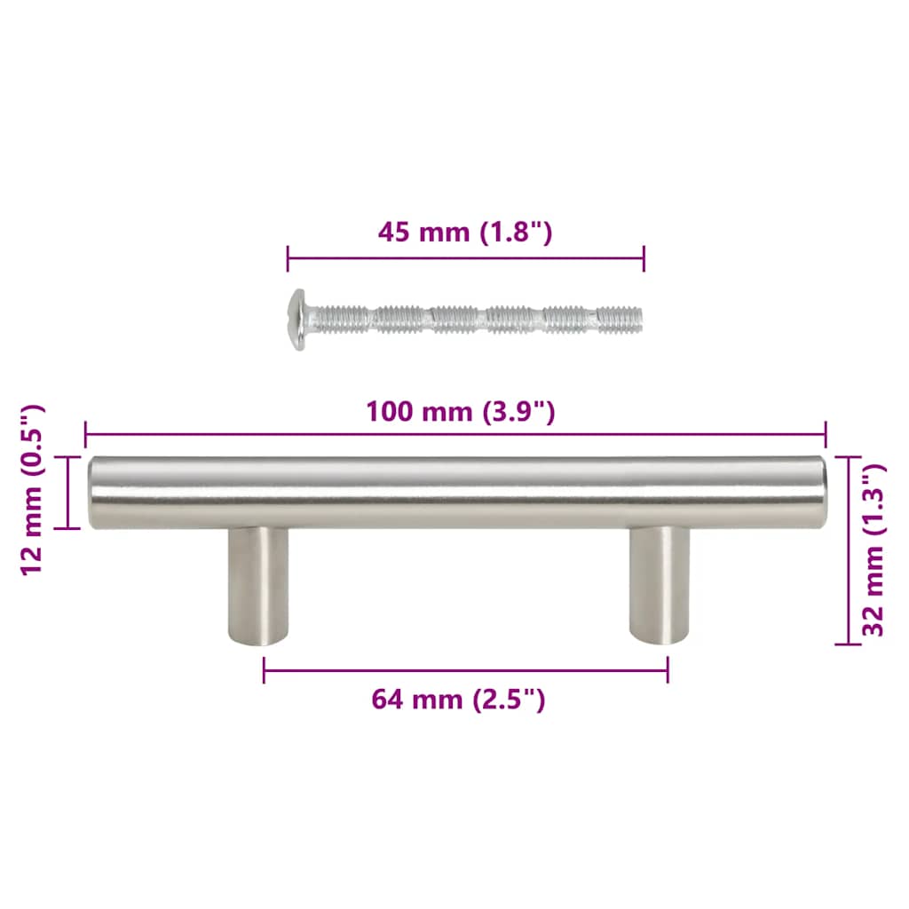 vidaXL Möbelgriffe 10 Stk. Silbern 64 mm Edelstahl