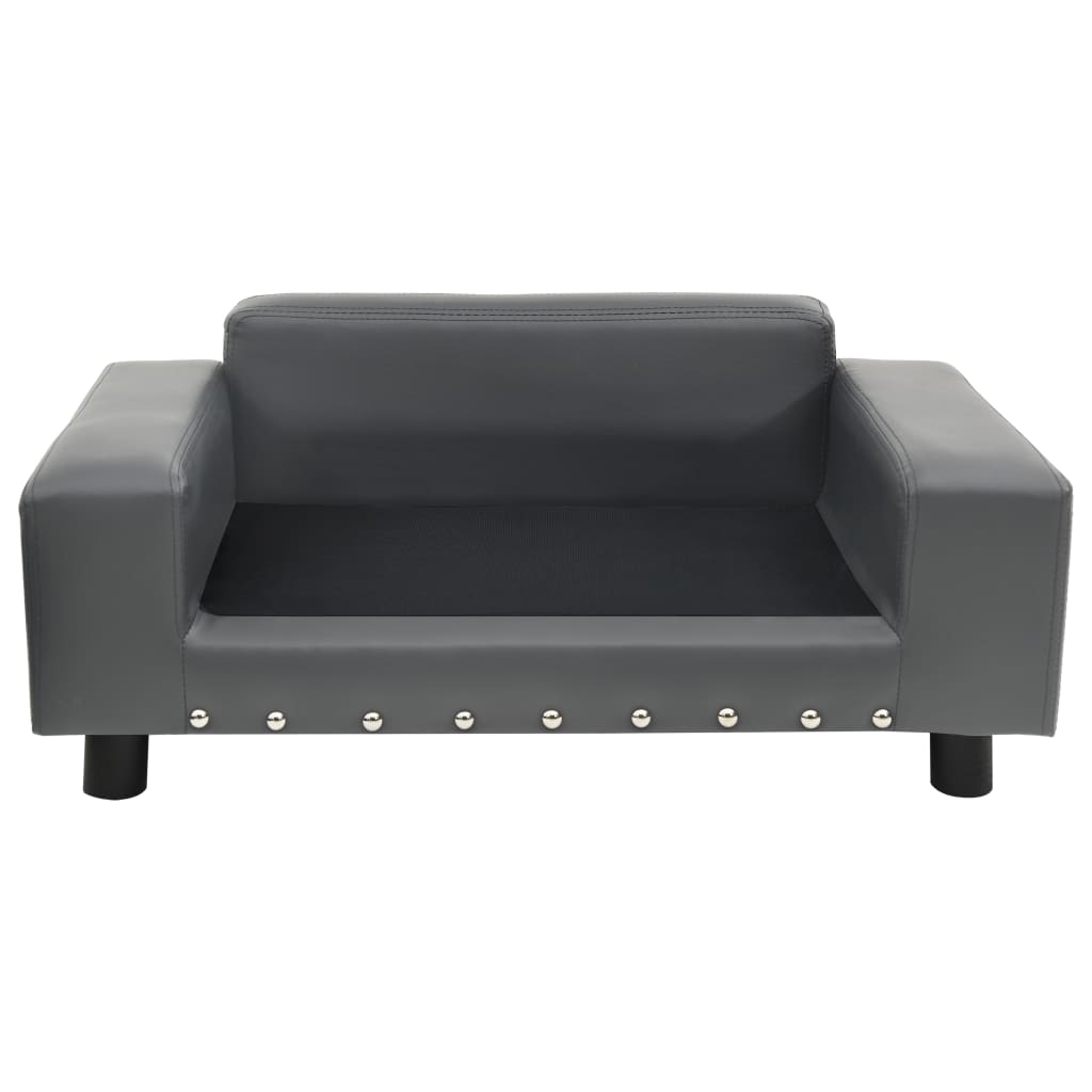 vidaXL Hundesofa Grau 81x43x31 cm Plüsch und Kunstleder
