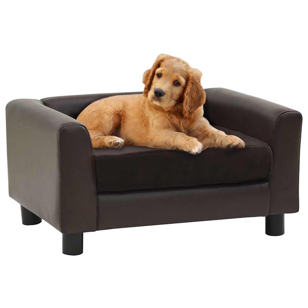 vidaXL Hundesofa Grau 60x43x30 cm Plüsch und Kunstleder
