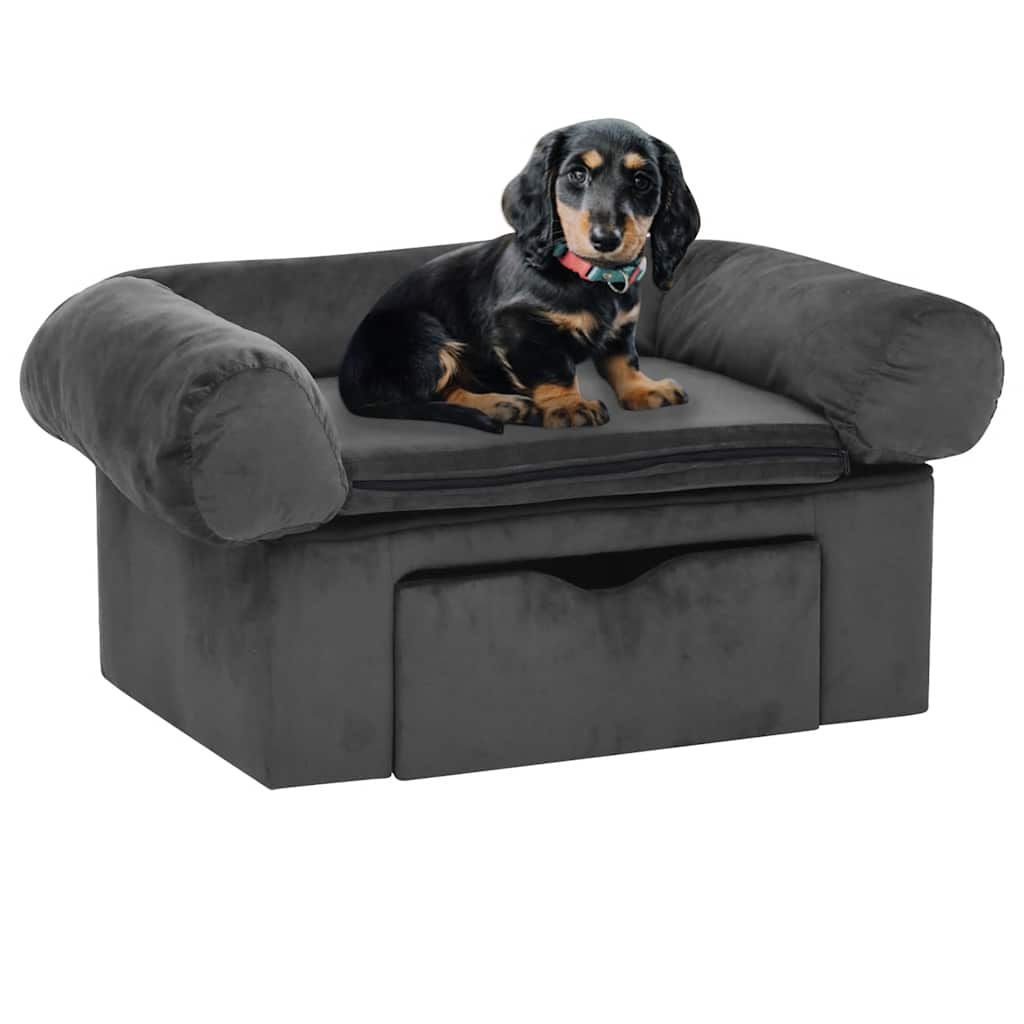 vidaXL Hundesofa mit Schublade Grau 75x50x38 cm Plüsch