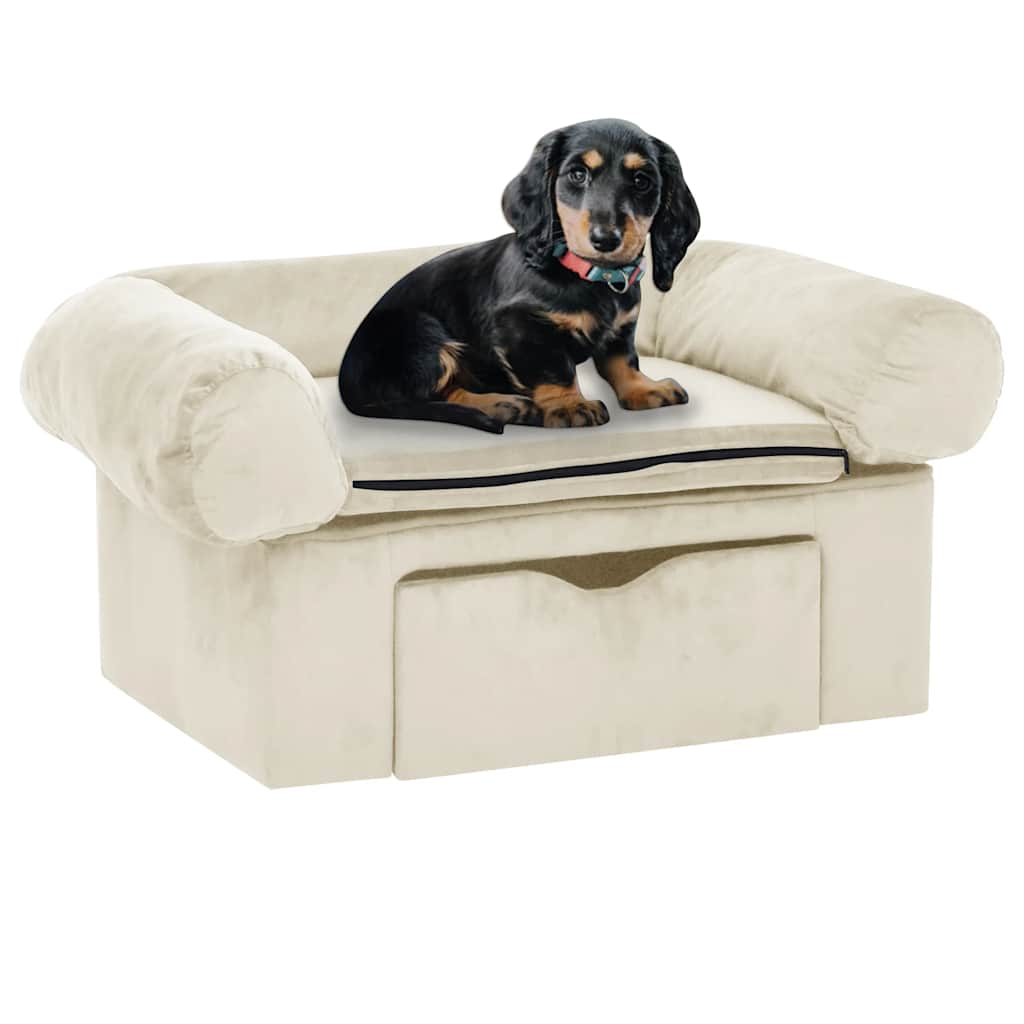 vidaXL Hundesofa mit Schublade Grau 75x50x38 cm Plüsch