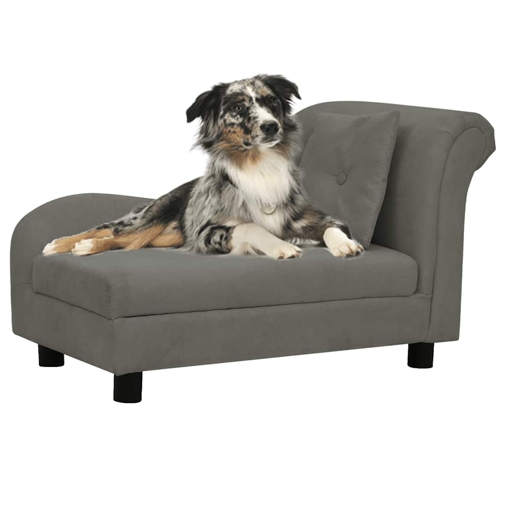 vidaXL Hundesofa mit Kissen Grau 83x44x44 cm Plüsch