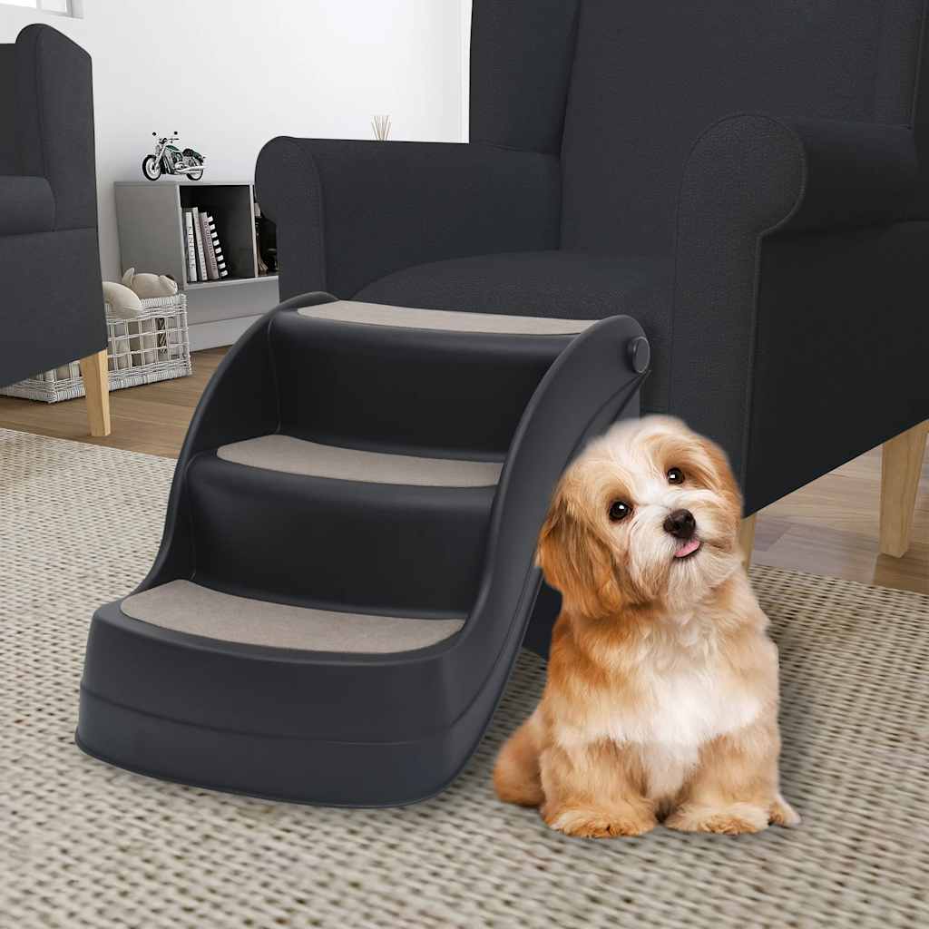 vidaXL Hundetreppe mit 3 Stufen Klappbar Creme 50x38x38 cm Kunststoff