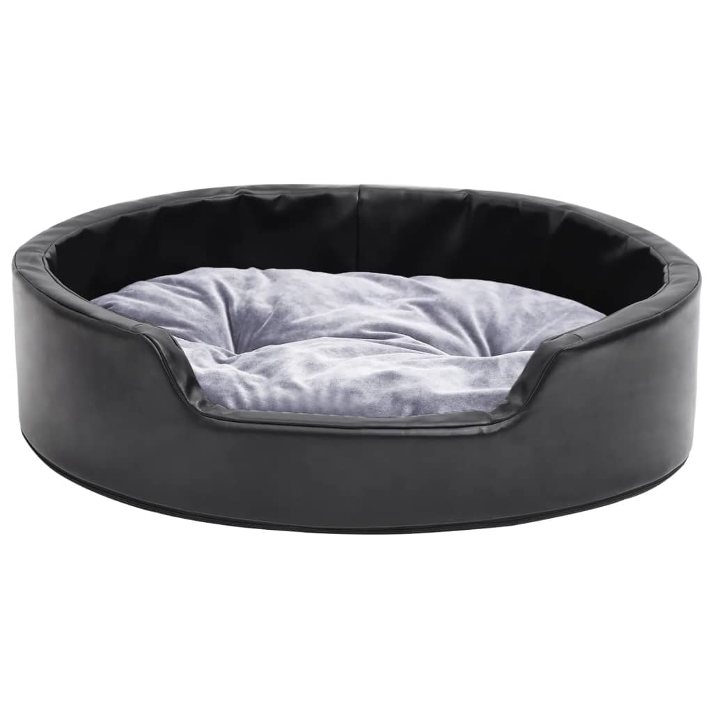 vidaXL Hundebett Schwarz-Grau 69x59x19 cm Plüsch und Kunstleder