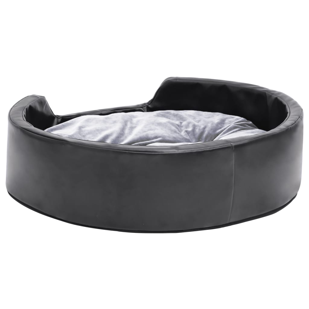 vidaXL Hundebett Schwarz-Grau 69x59x19 cm Plüsch und Kunstleder