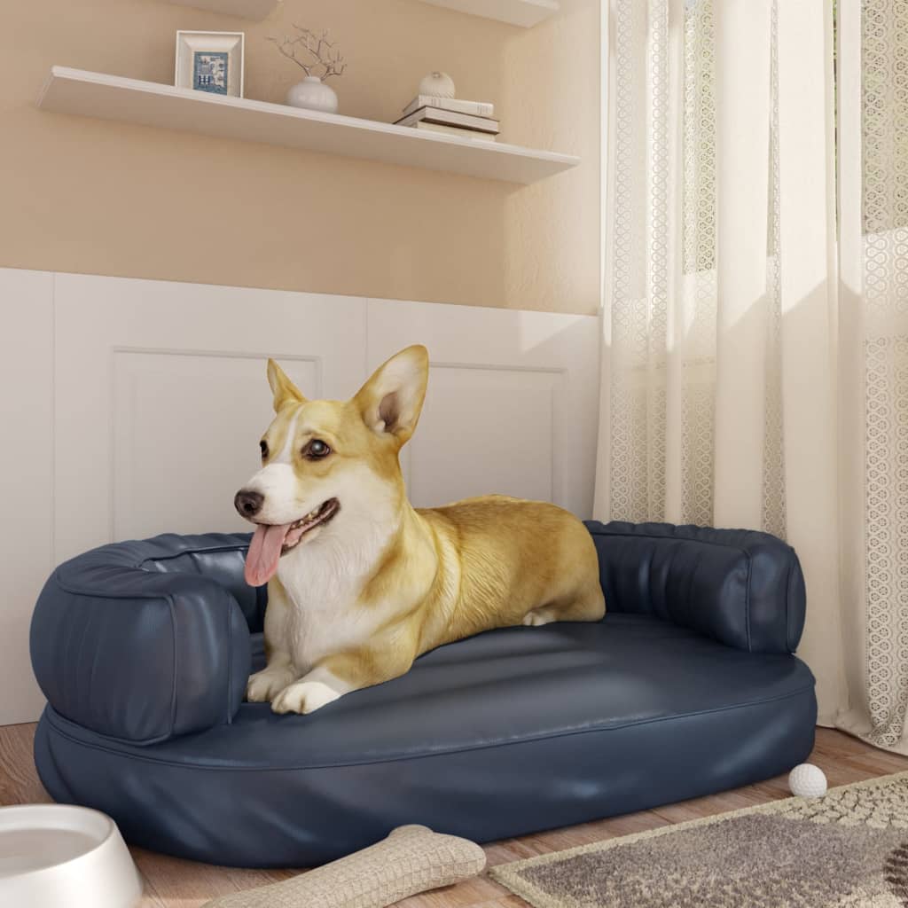 vidaXL Hundebett Ergonomisch Schaumstoff Dunkelblau 60x42cm Kunstleder