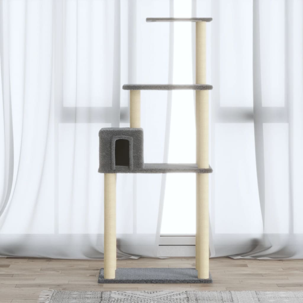 Kratzbaum mit Sisal-Kratzsäulen Creme 147 cm