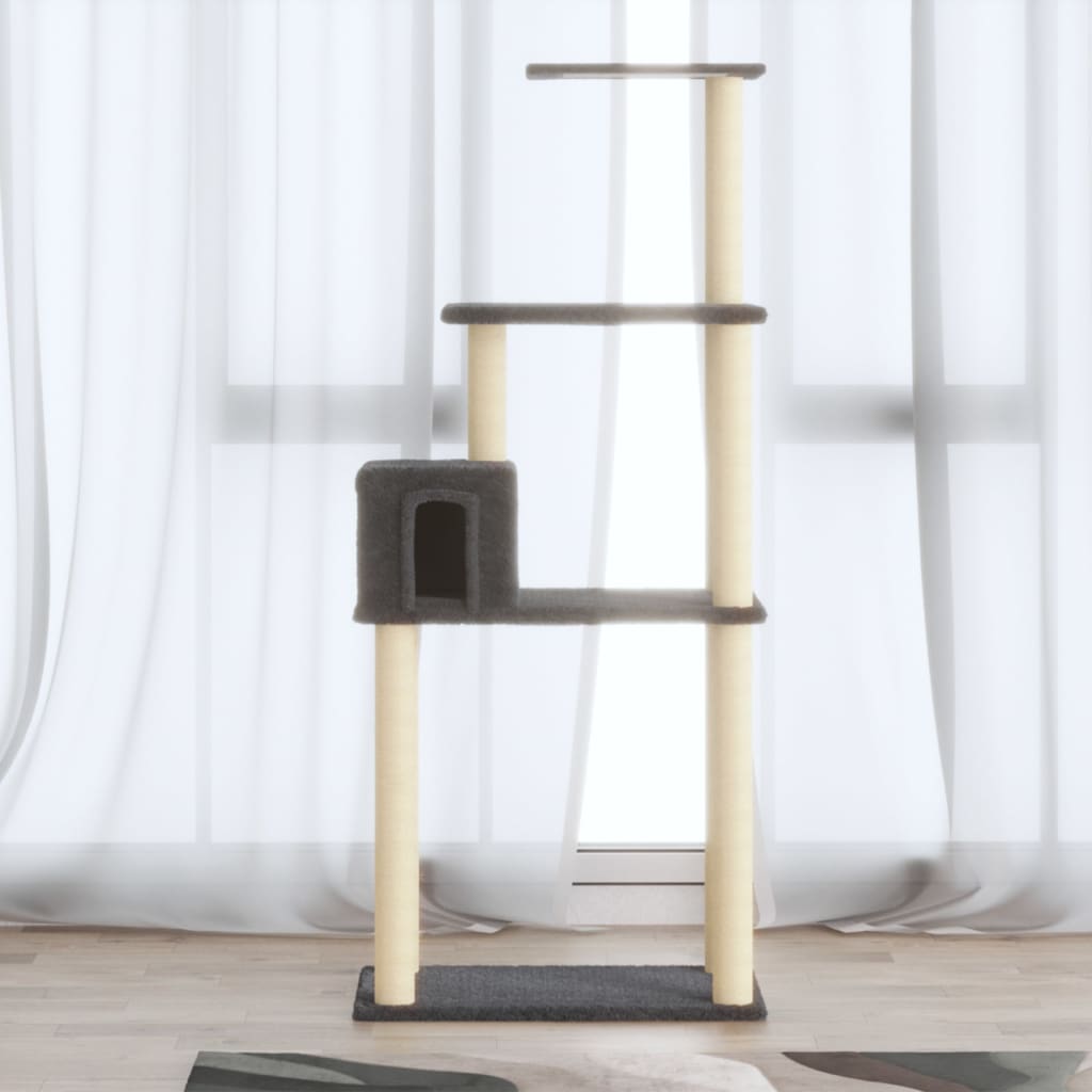 Kratzbaum mit Sisal-Kratzsäulen Creme 147 cm