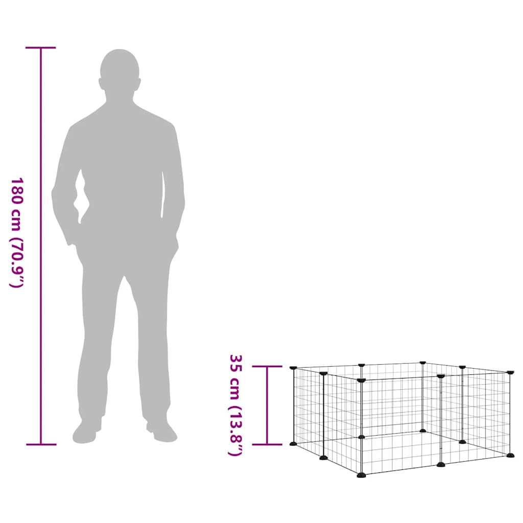 vidaXL 8-Panel-Haustierkäfig Schwarz 35x35 cm Stahl