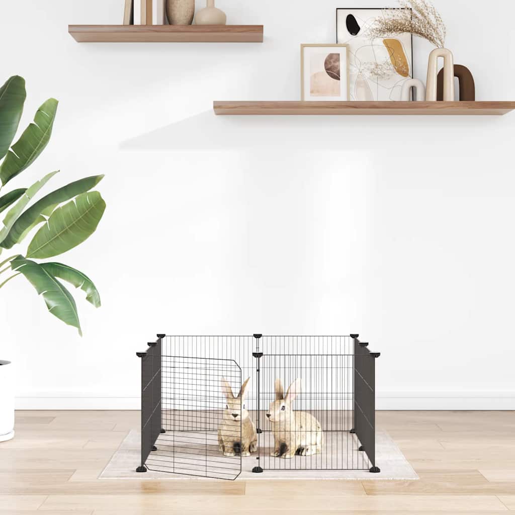 vidaXL 8-Panel-Haustierkäfig Schwarz 35x35 cm Stahl