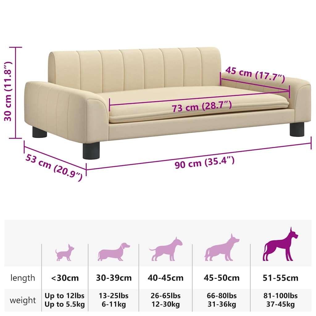 vidaXL Hundebett Creme 90x53x30 cm Stoff