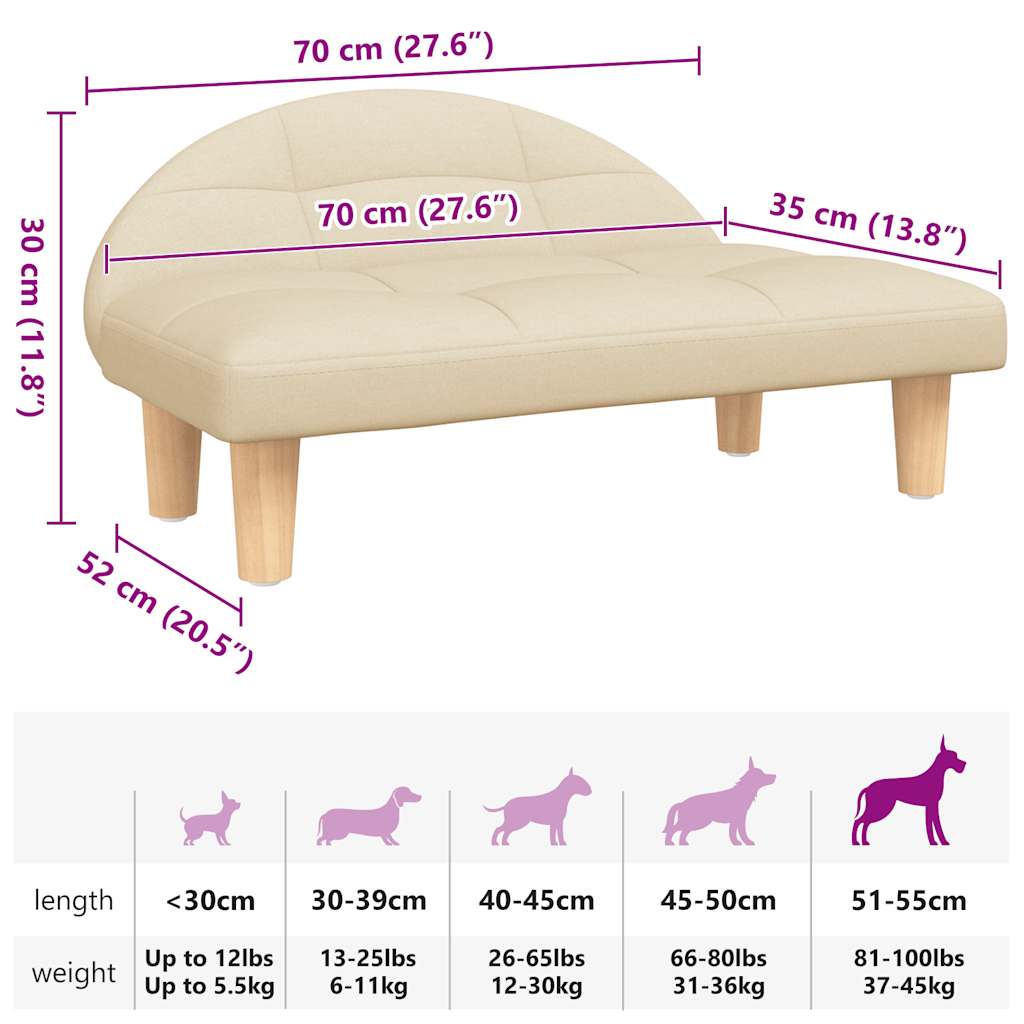 vidaXL Hundebett Creme 70x52x30 cm Stoff