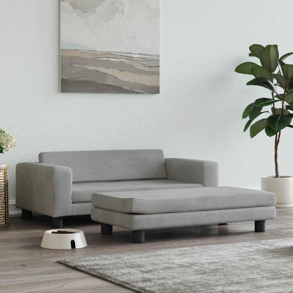 vidaXL Hundebett mit Verlängerung Blau 100x50x30 cm Samt