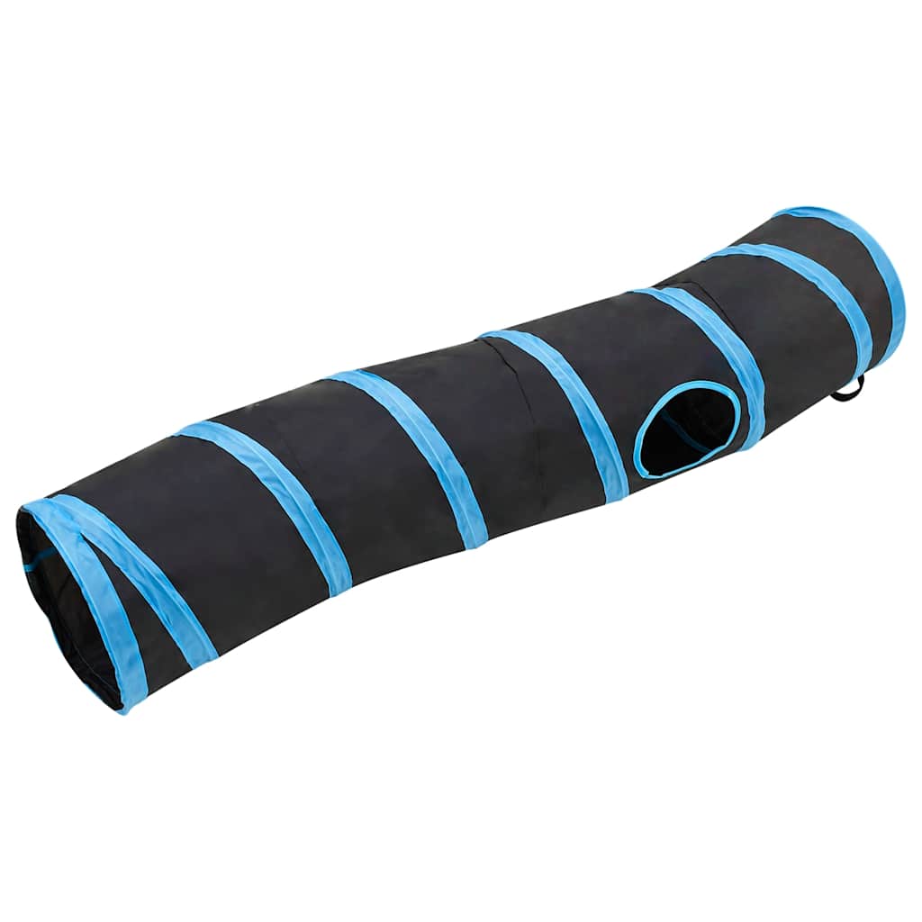 vidaXL Katzentunnel in S-Form Schwarz und Blau 122 cm Polyester