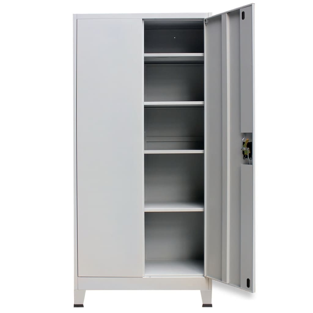 vidaXL Büroschrank mit 2 Türen Stahl 90x40x180 cm Grau