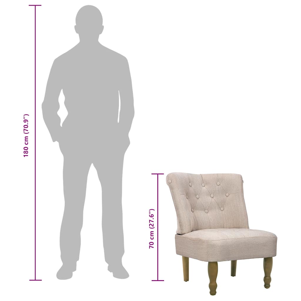 vidaXL Französischer Stuhl Creme Stoff