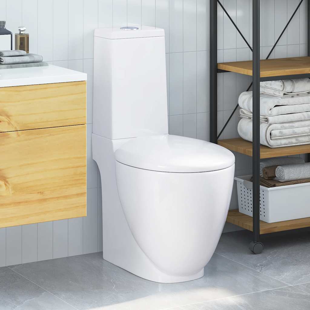 vidaXL Keramik-Toilette Abgang Horizontal Schwarz