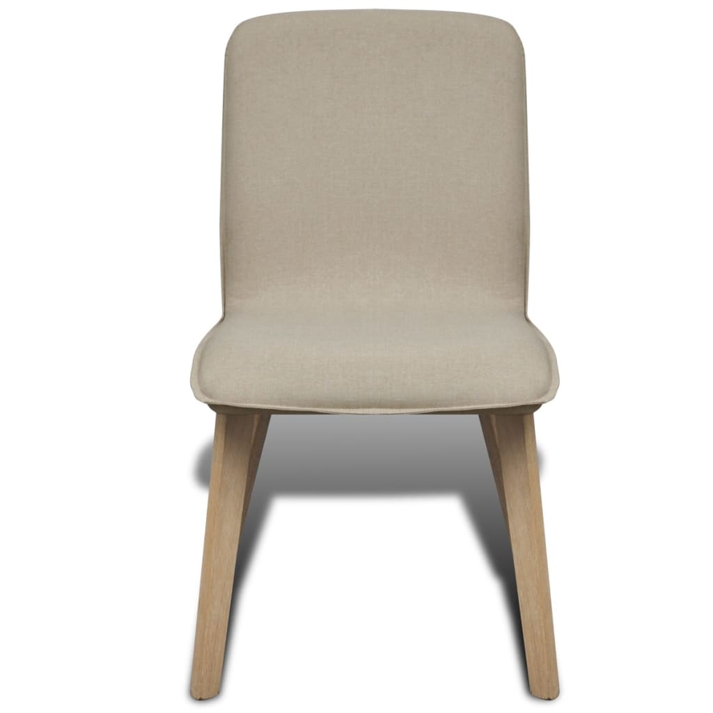 vidaXL Esszimmerstühle 4 Stk. Beige Stoff und Massivholz Eiche