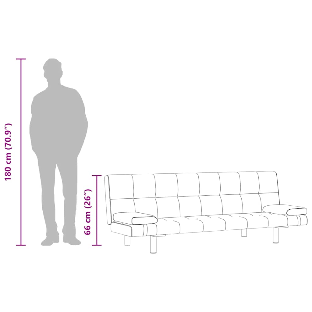 vidaXL Schlafsofa mit 2 Kissen Kunstleder Ausziehbar Schwarz