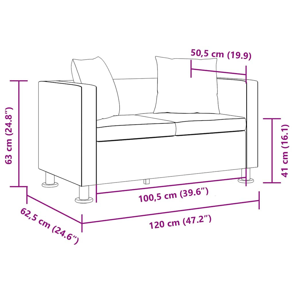 vidaXL 2-Sitzer-Sofa Kunstleder Schwarz