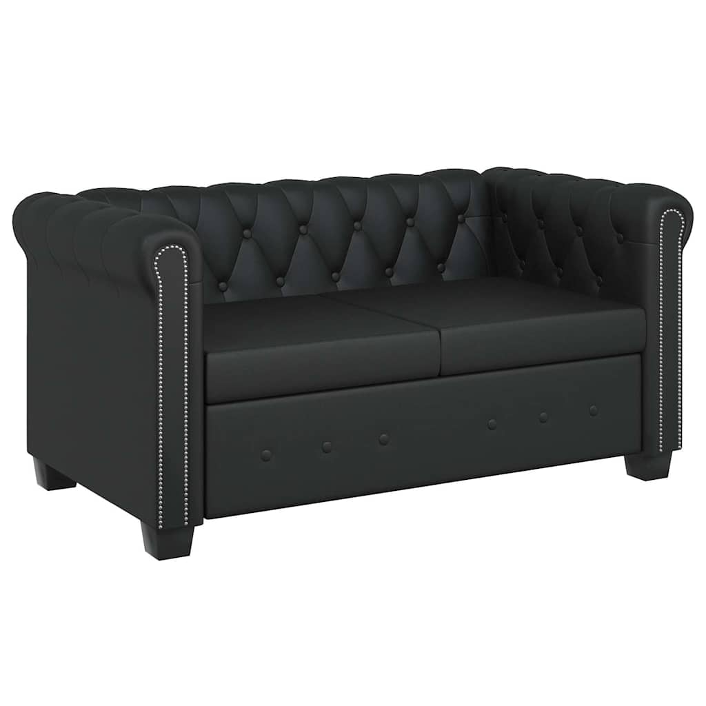 vidaXL Chesterfield-Sofa 2-Sitzer Kunstleder Schwarz