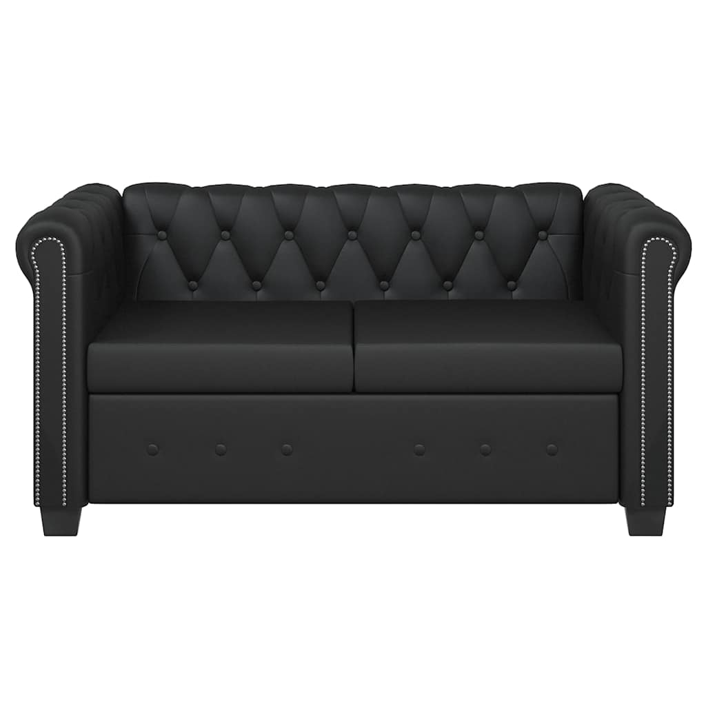 vidaXL Chesterfield-Sofa 2-Sitzer Kunstleder Schwarz