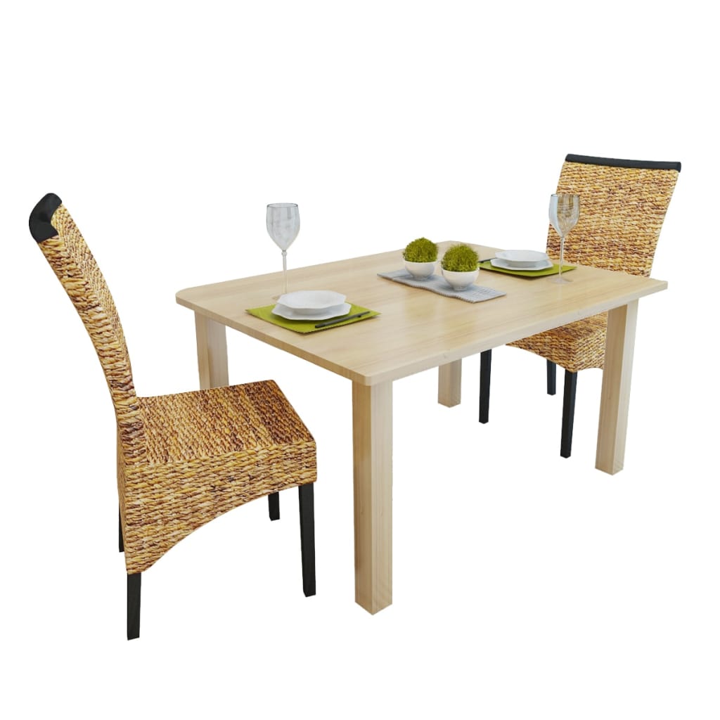 vidaXL Esszimmerstühle 2 Stk. Abaca und Mango Massivholz