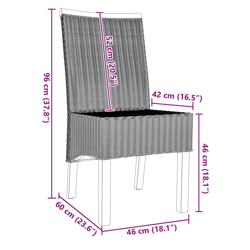 vidaXL Esszimmerstühle 2 Stk. Braun Natürliches Rattan
