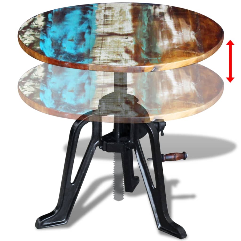 vidaXL Beistelltisch Altholz Gusseisen 60x(42-63) cm