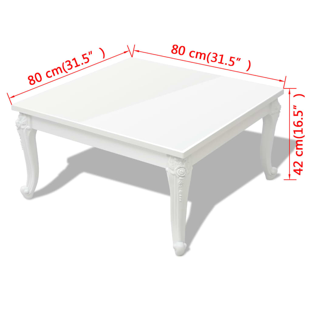 vidaXL Couchtisch 80x80x42 cm Hochglanz-Weiß