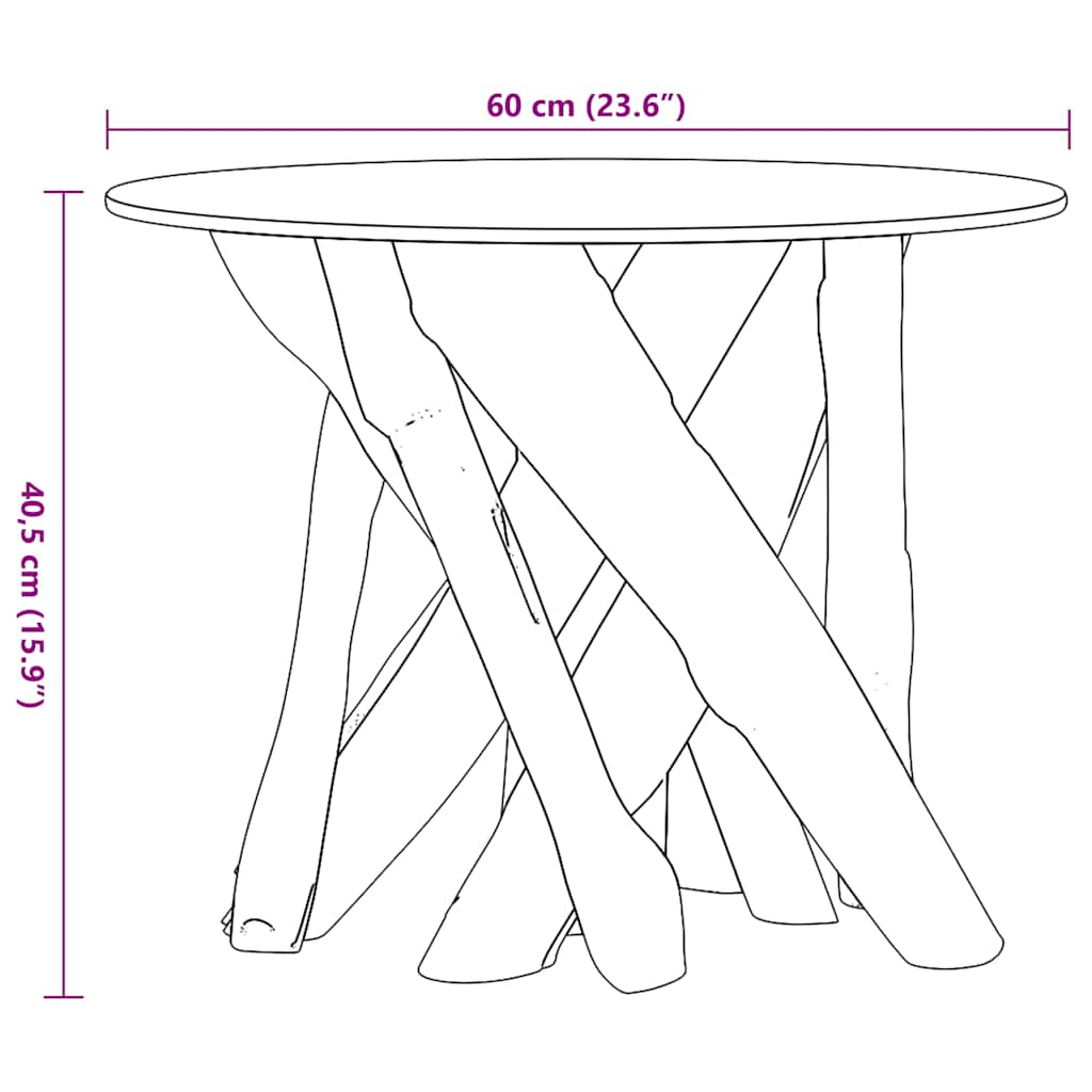 vidaXL Couchtisch Massivholz Teak Treibholz 60 cm